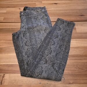 Bebe Snakeskin Patterned Pants in Gray and Black